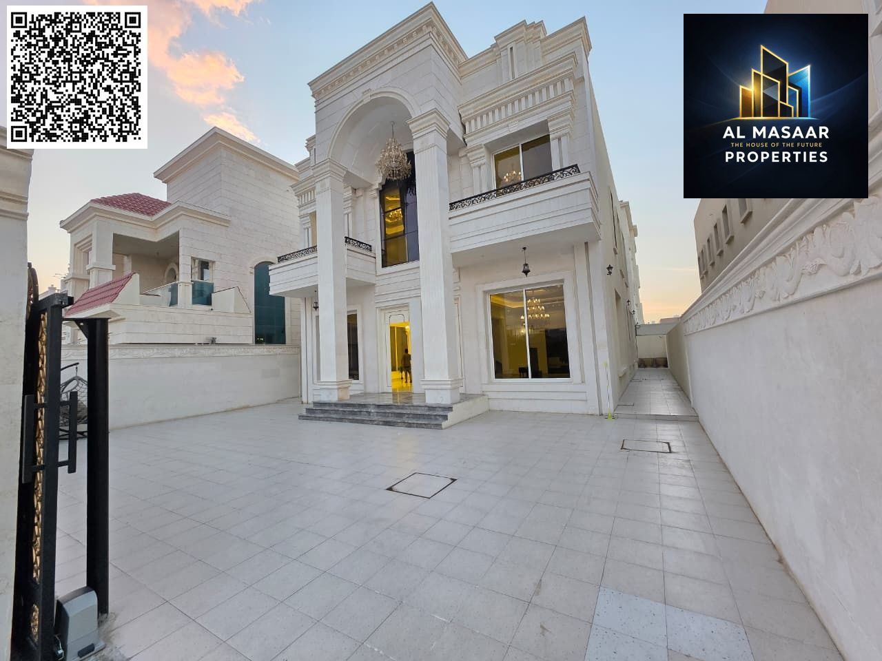 Classic villa for sale in Al Alia area – Ajman. Two floors, including electricity, water, and air conditioning. Land area: 6000 sq ft.