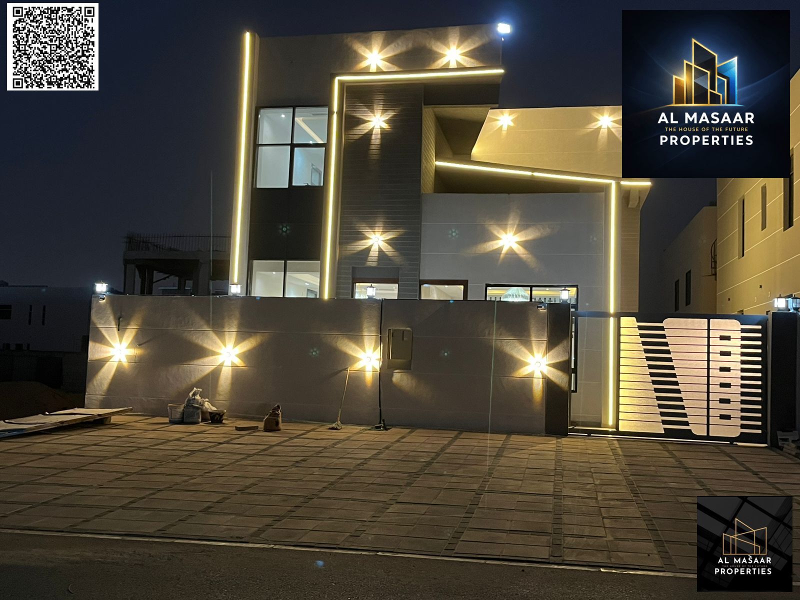 Luxury villa in Lahliu - Ajman | Next to the mosque | Two floors + roof | 4 master bedrooms + majlis and lounge with washbasins | Modern kitchen + mai