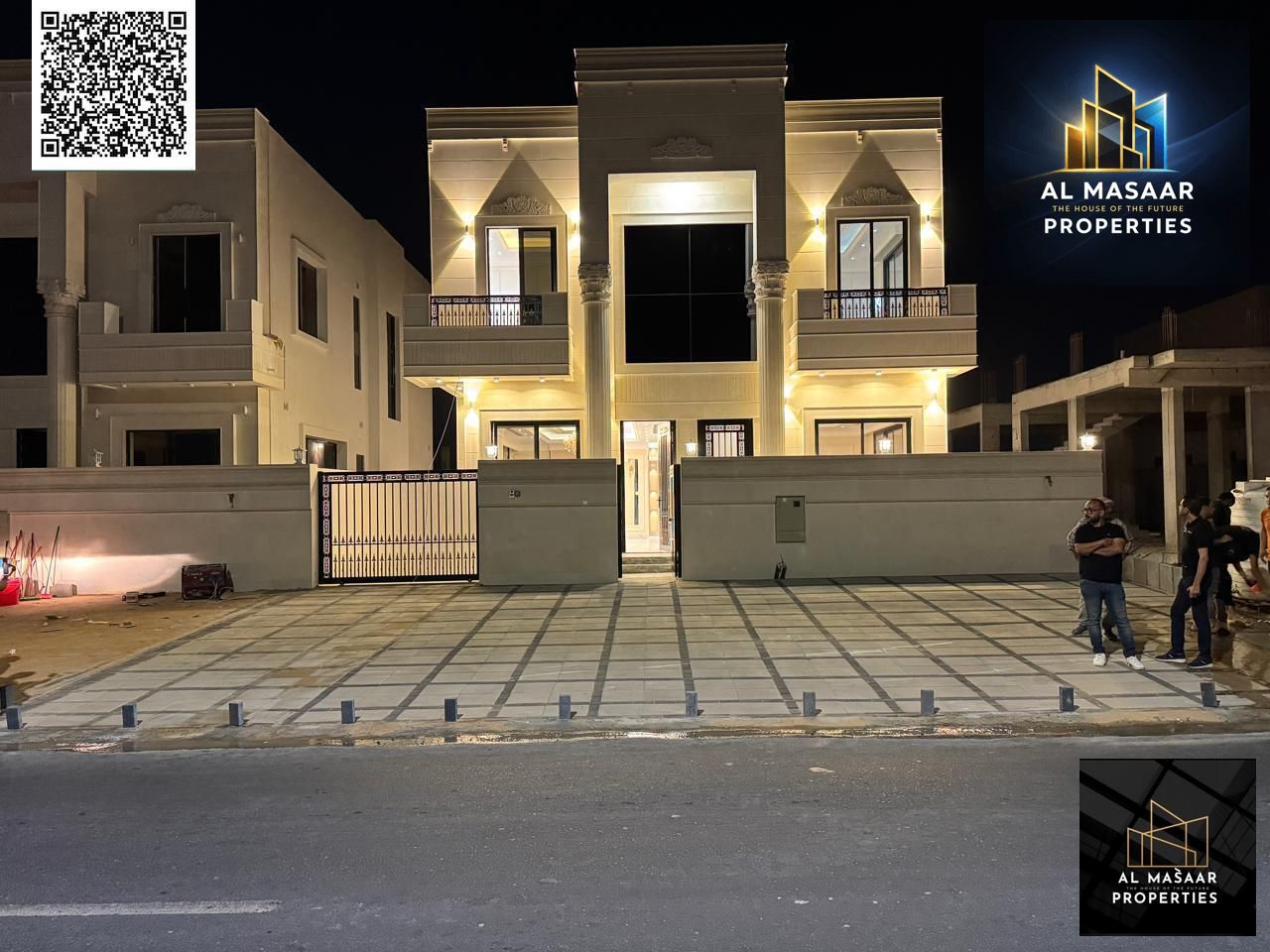 A luxurious villa with a classic design in a prime location opposite Azha Compound, priced including registration fees, electricity, and water.
