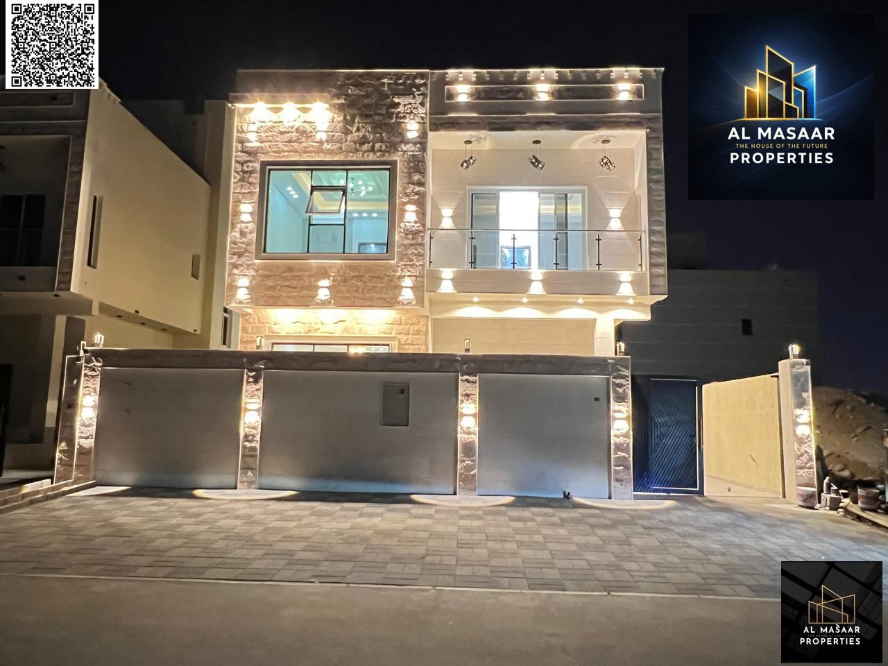 Villa in a prime location in Al Yasmin, directly behind Al Hamidiya Park, with a rooftop terrace, and the price includes registration and ownership fe