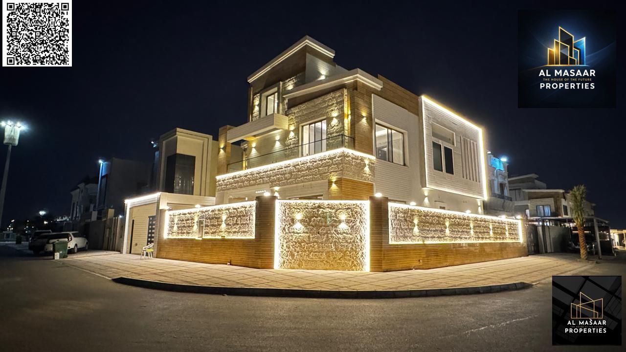 Luxury villa with a personalized design, on a street corner in a prime location, behind services, freehold.
