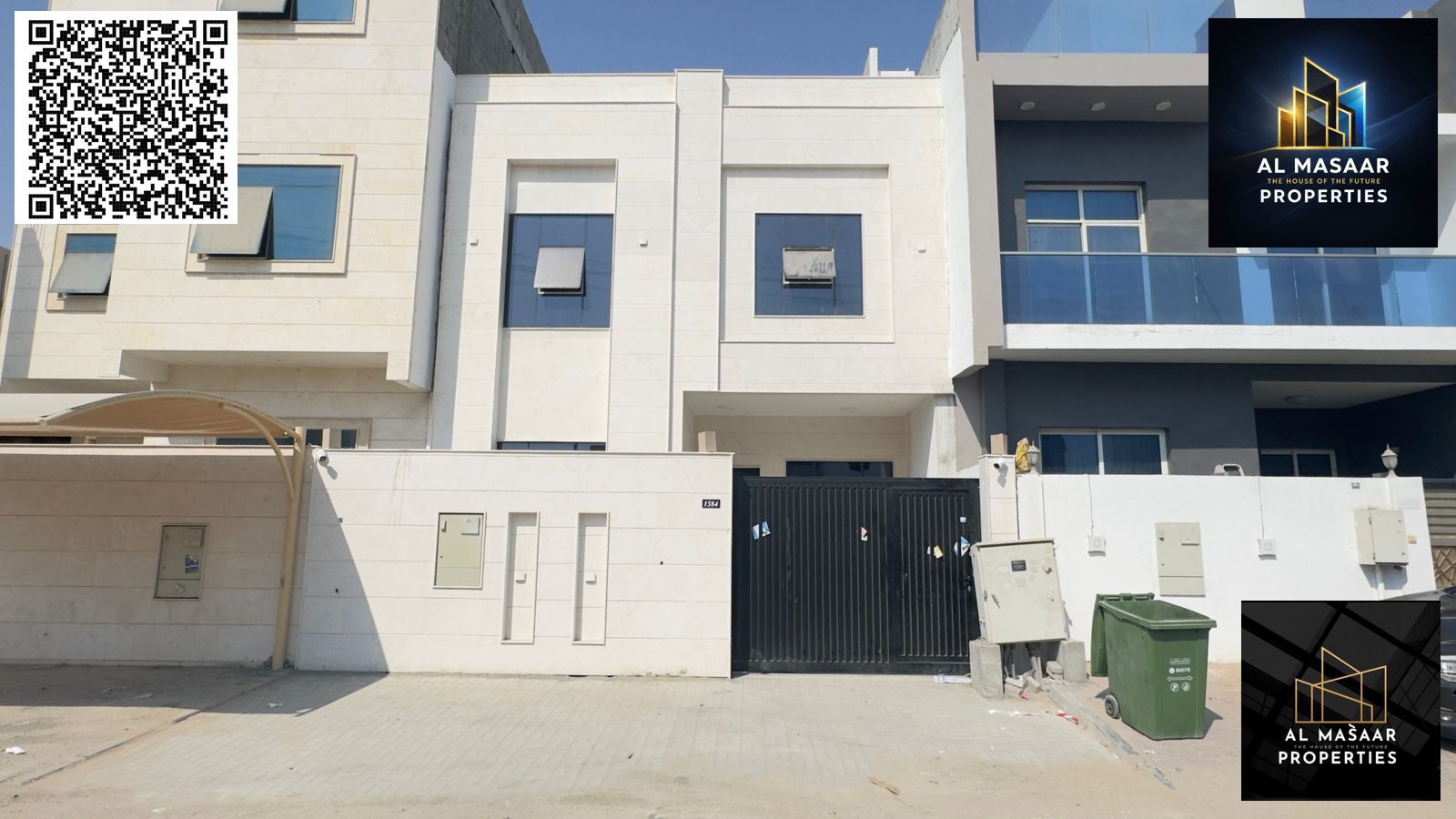 Luxury townhouse for sale in Al Helio 2, Ajman, elegant design and luxurious stone finishing, at a price and without service fees, and with financing
