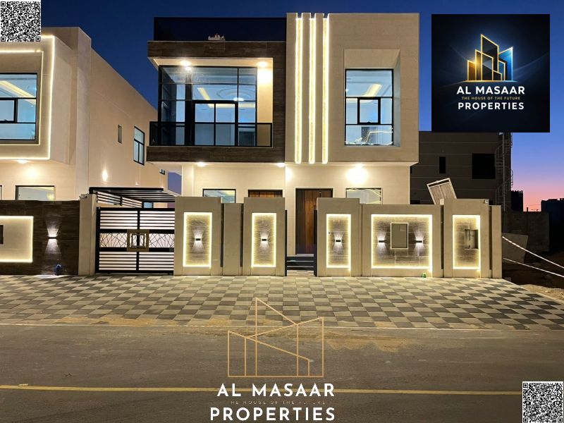 For Sale: Modern villa in Al Helio 2, Ajman. Registration and ownership fees included. Located next to a mosque and all amenities. Freehold, excellent
