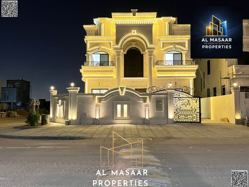 VIP Classic Villa for Sale | Ground + First + Roof | 6 Master Bedrooms | Stone Facade | Majlis + 2 Living Rooms | Garden + Pergola | Land Area 3,400 f