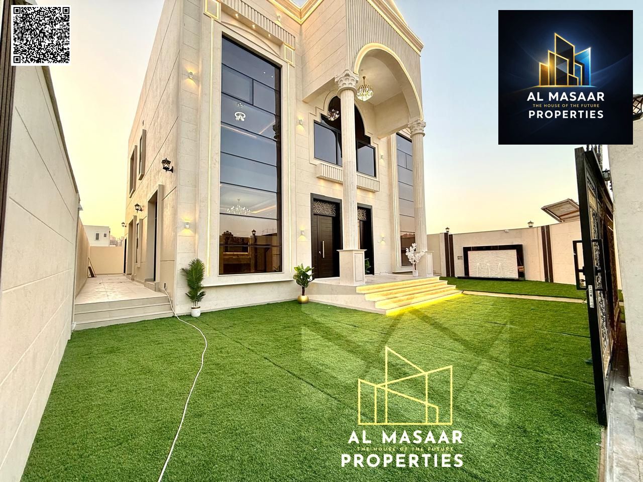 Villa in Al-Haliou area, 2 floors and a roof, fully finished to a super deluxe standard, registration fees included.