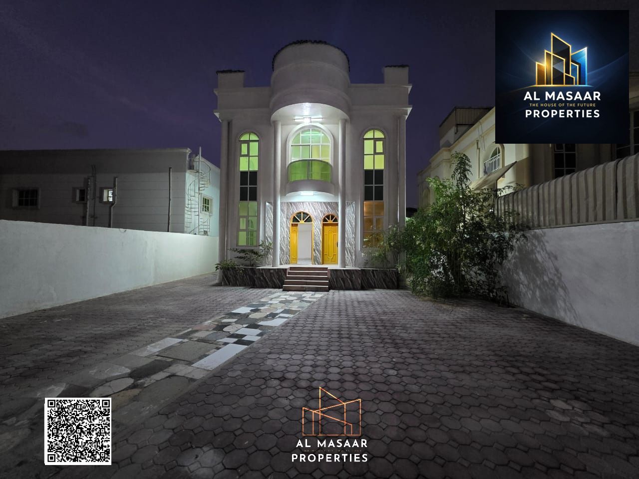 Villa in Al Rawda, near Sheikh Ammar Street, large area, freehold ownership, includes electricity, water and air conditioning