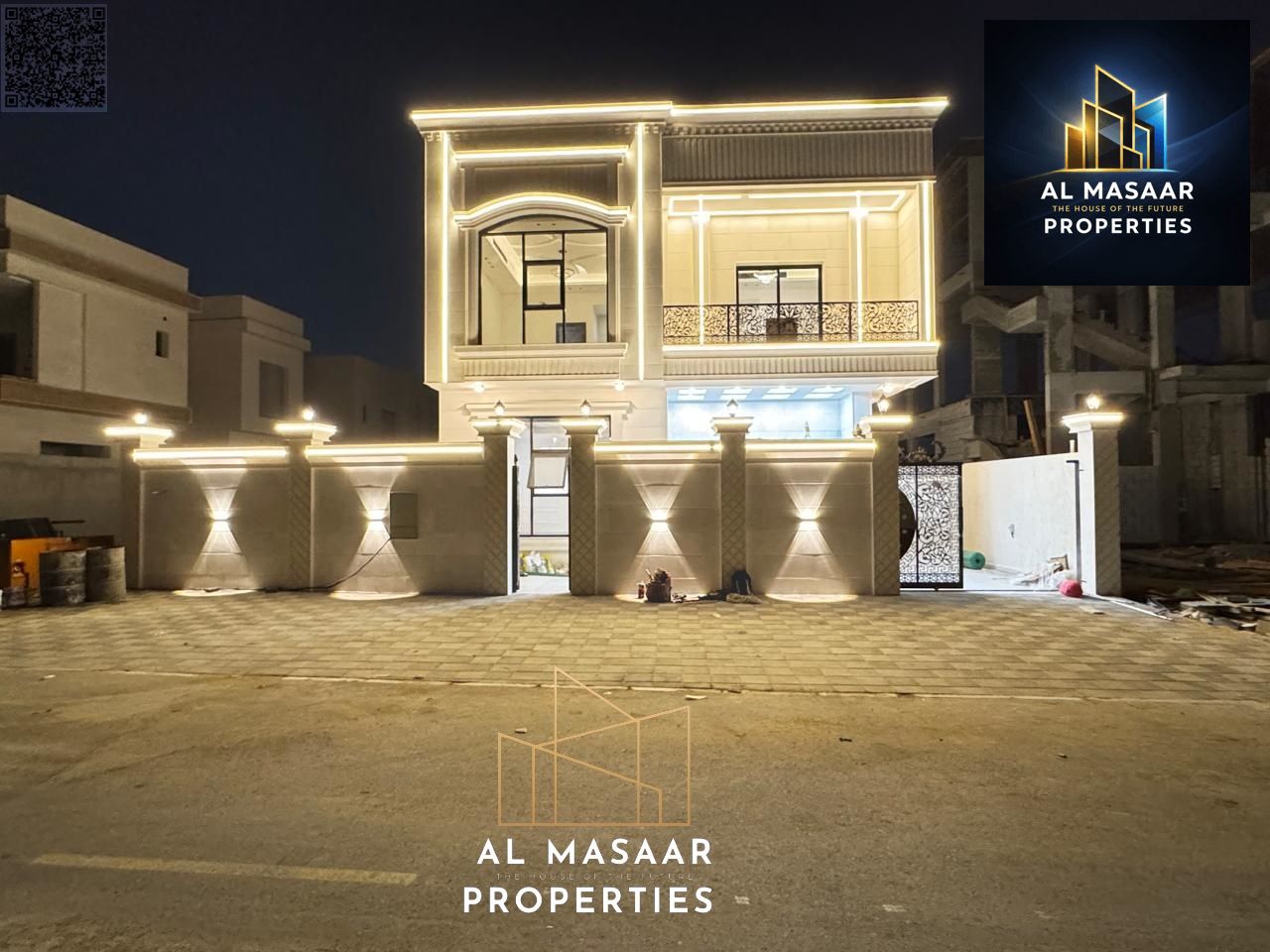 Villa in Al-Haliou 2 area, two floors and a roof, fully finished to a super deluxe standard, including electricity, water, air conditioning and regist
