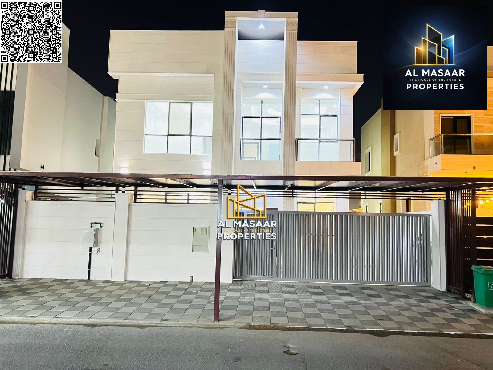 Villa for sale in Al Yasmin area, Ajman. First occupancy, freehold ownership, includes electricity, water, and air conditioning.