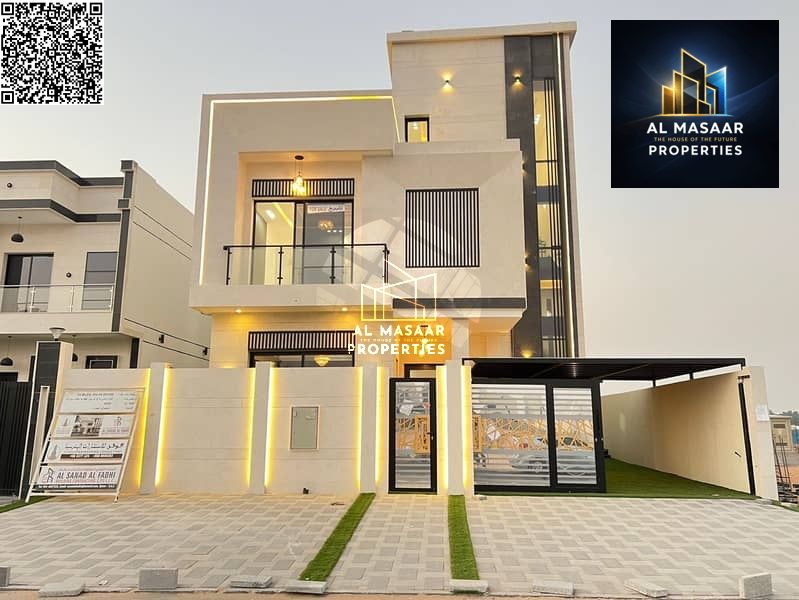 A villa with a price including registration and ownership fees on the main street, ready to move in, in the most upscale areas of Ajman, freehold for
