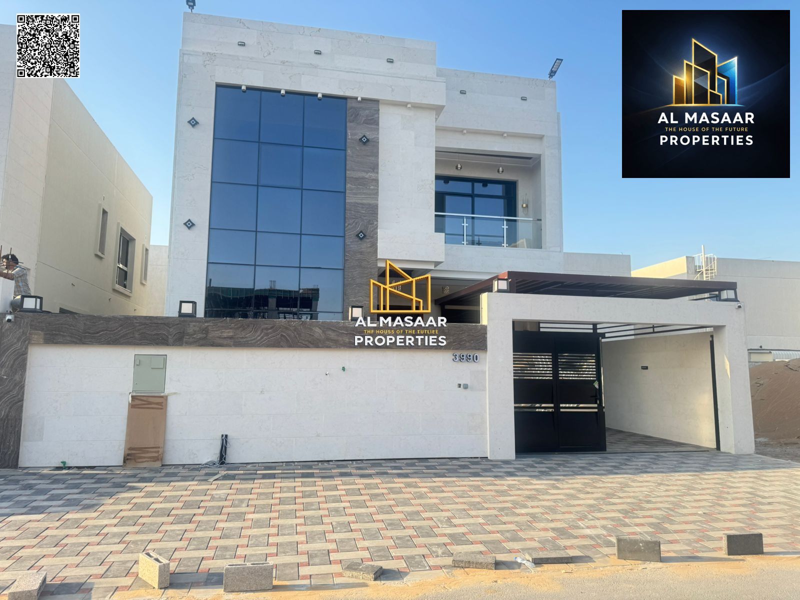 Modern, custom-finished villa for sale in Ajman, Al Helio 2. Freehold ownership available to all nationalities and inheritable by children. Easy bank