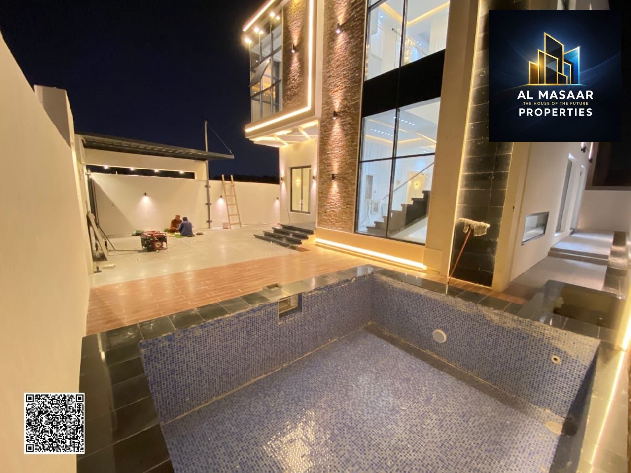 Villa for sale with swimming pool in Al Yasmin, Ajman. 3 bedrooms, living room, majlis, spacious kitchen with maid's room.