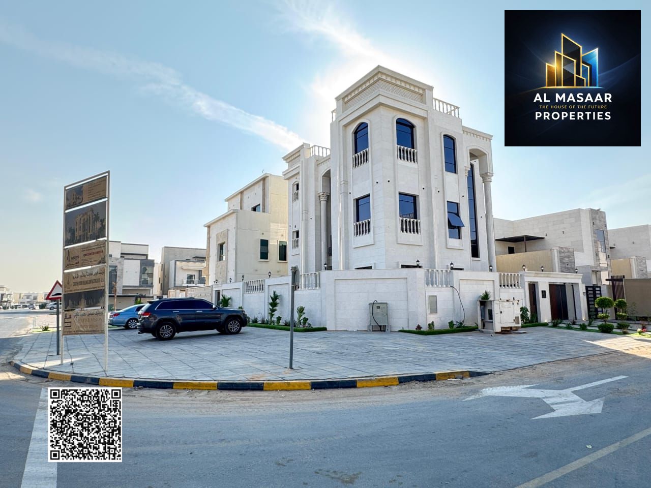 Villa in one of Ajman's most prestigious areas, featuring a distinctive design and a private pool. Registration fees included. Freehold ownership avai
