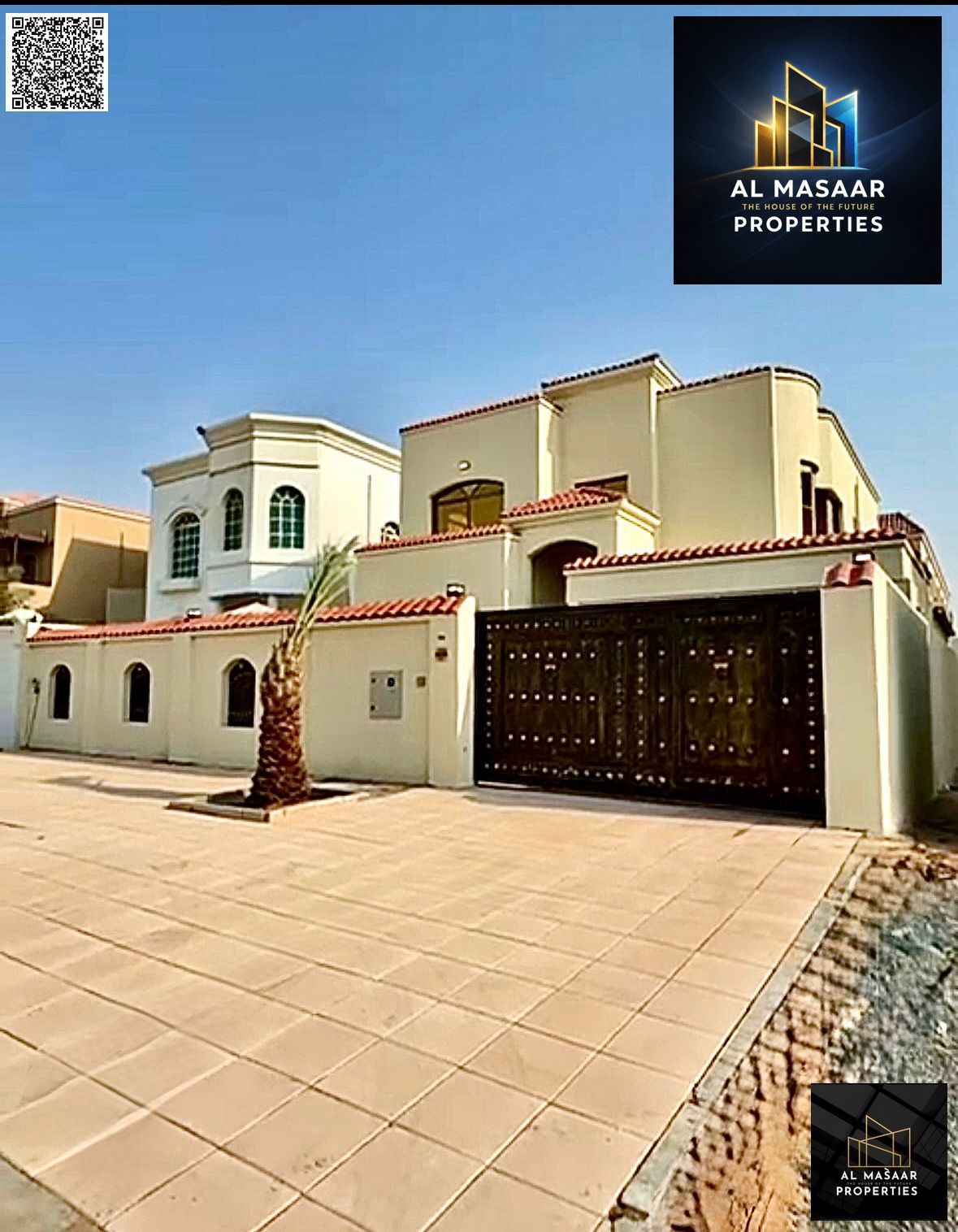 Villa for sale, 4500 sq ft, 5 bedrooms with a large garden, price includes electricity, water, and air conditioning.