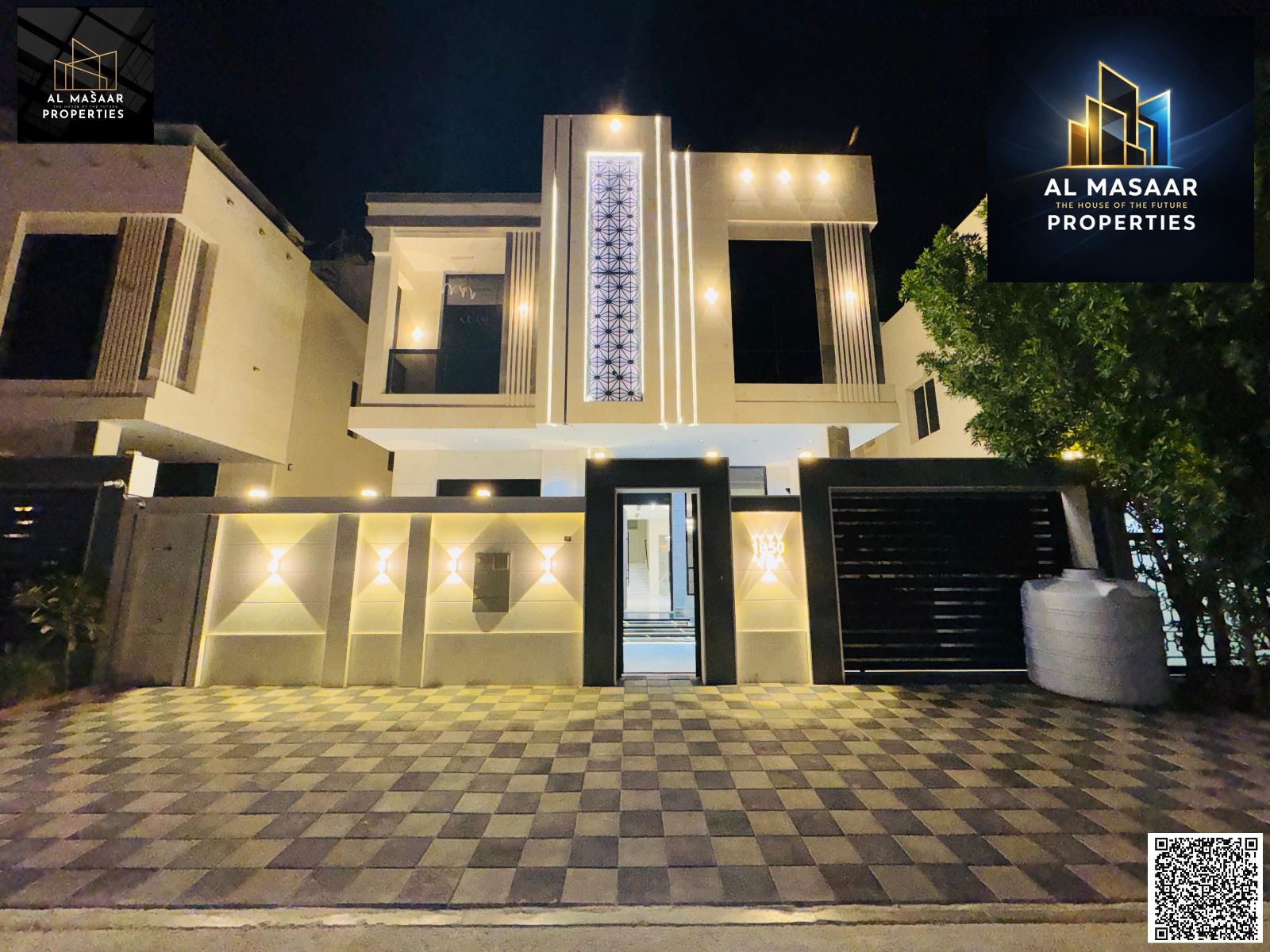 A distinctive villa with high-end personal finishing and complete specifications, including an elevator and rooftop terrace, ready for occupancy, and