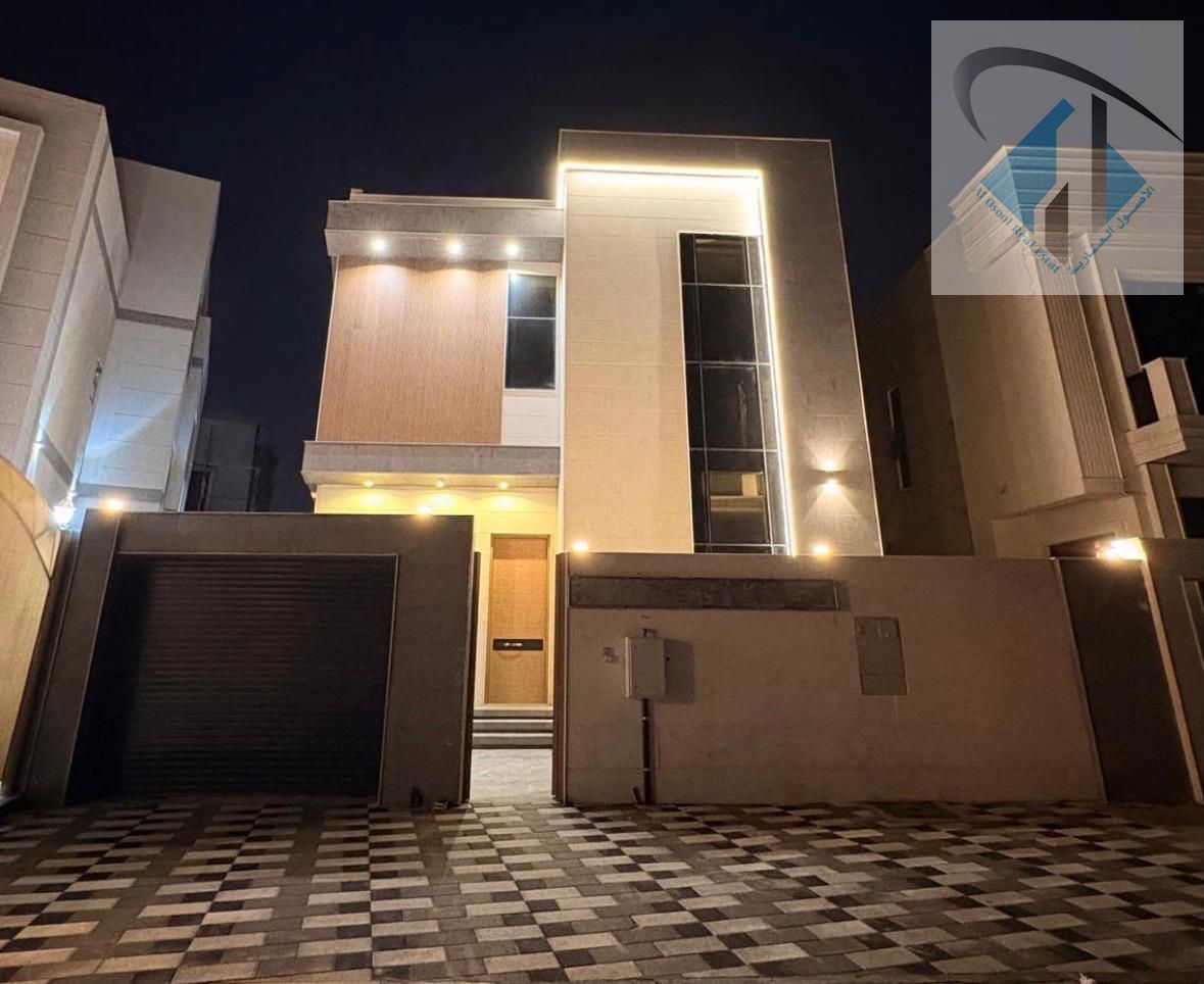 Luxury villa for rent with a modern design, opposite the mosque and services, and close to Mohammed Bin Zayed exit and Al Rahmaniya, Sharjah.