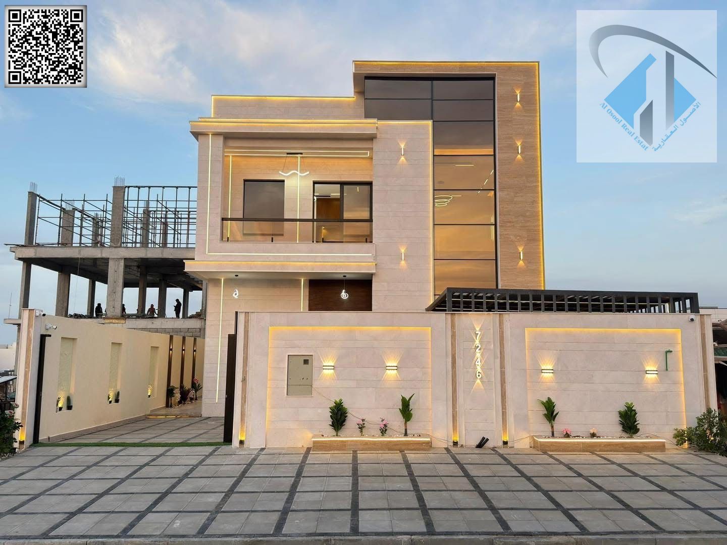 Villa for sale in Ajman at a bargain price, including fees. Excellent location, freehold ownership for life for all nationalities, with the possibilit