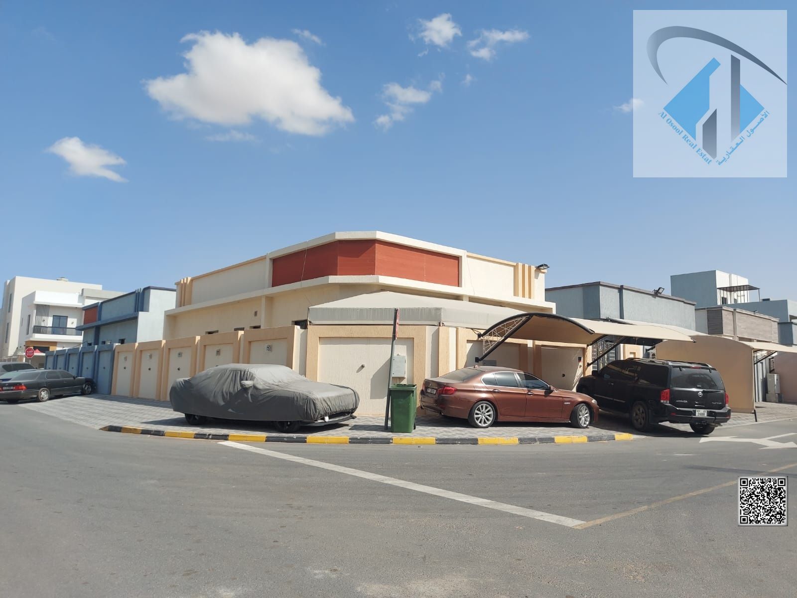 Stunning corner villa for sale in Al Zahia, Ajman. Freehold ownership for all nationalities. Includes electricity, water, and air conditioning. Groun