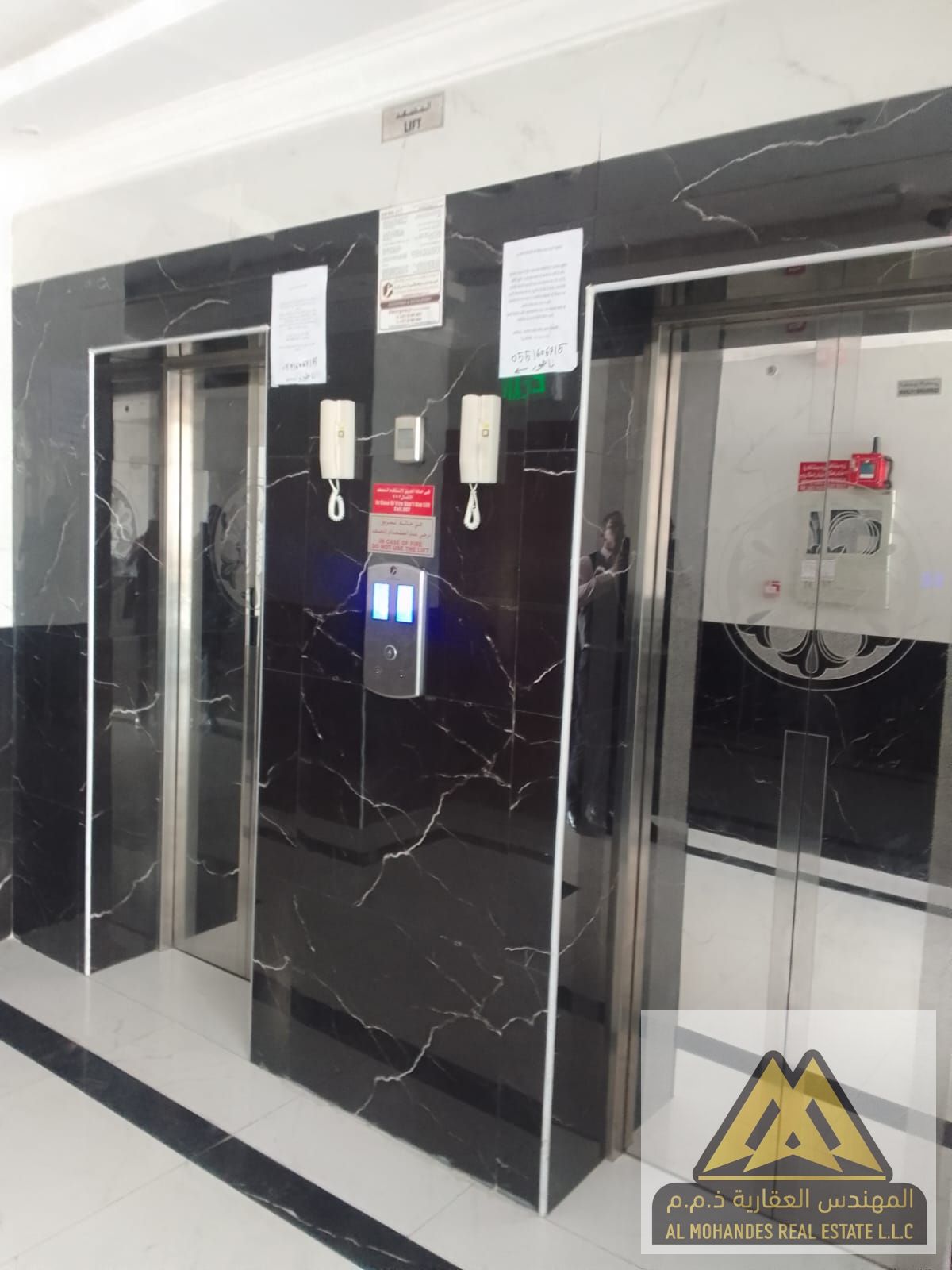 Apartment available for annual rent for staff, consisting of 1 bedroom, living room, balcony, and 2 bathrooms, in a new building with 2 elevators,