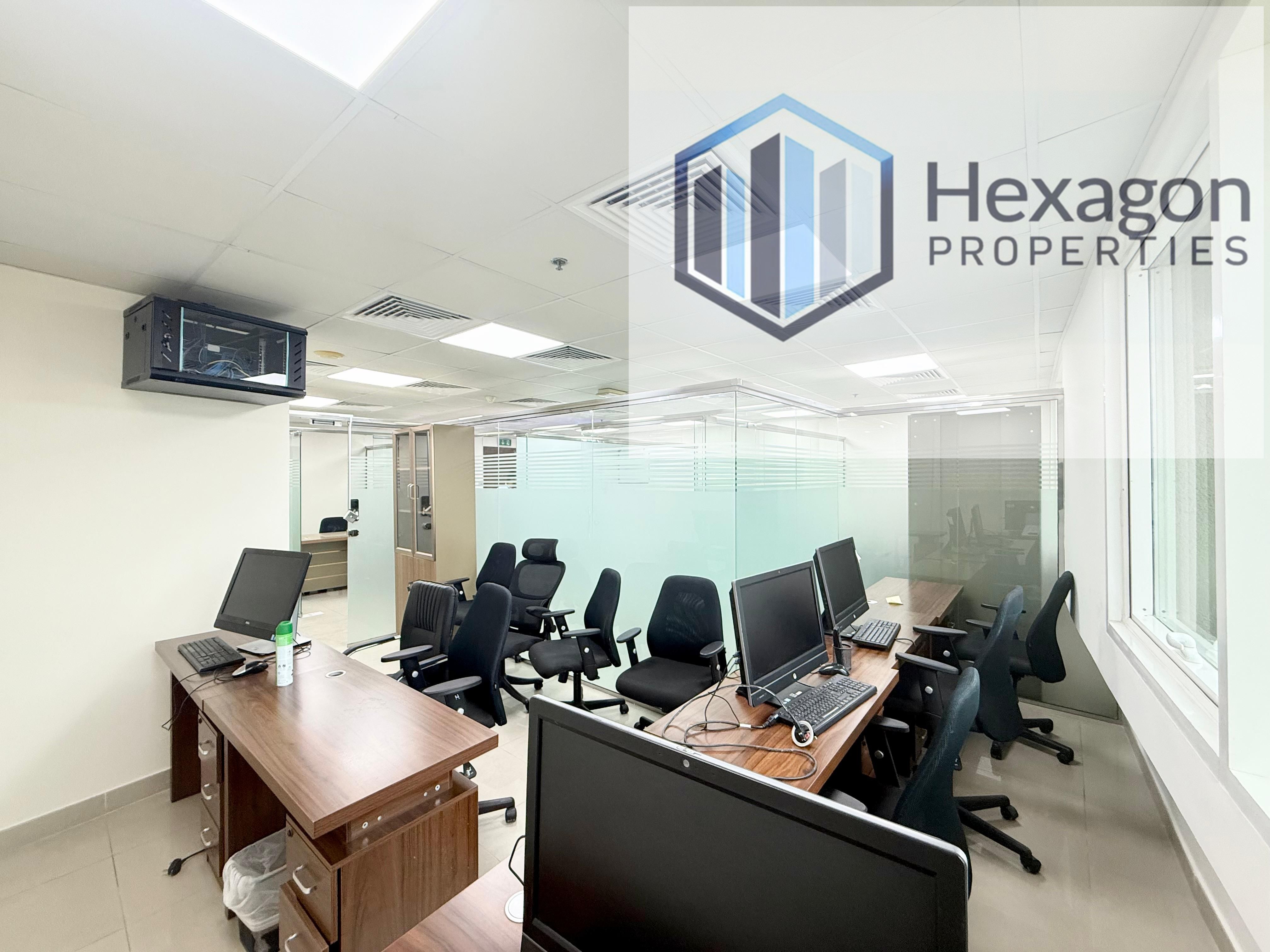 Fully Furnished Office with 4 Glass Partions | Ready To Move- IN | Prime Location & Easy Acess To All Exits
