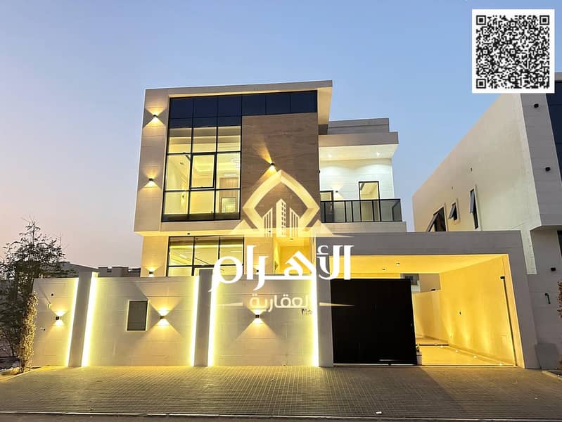 Luxury villa in Al Yasmin, Ajman, ready for immediate occupancy, featuring high-end finishes and spacious living areas. Freehold ownership available
