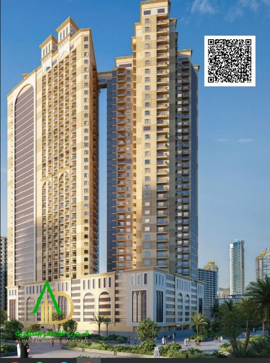 Own a one-bedroom apartment in Burjeel Tower B in Al Rashidiya 1 area with a view of Ajman Creek, with distinctive views and spacious areas, close to