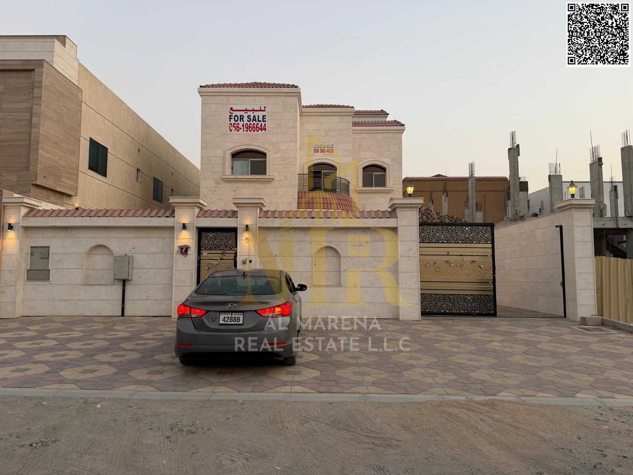 Luxury villa for sale in Al Muwaihat 1 – two floors and a roof, five master bedrooms, a majlis and a hall, ready to move in