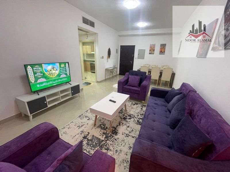 Sharjah, Al Taawun, one bedroom and living room, first occupancy, fully furnished with hotel-style furniture, super deluxe.
