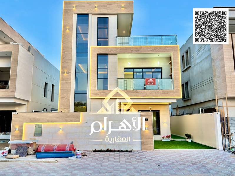 Modern two-story villa with a rooftop terrace, 6 master bedrooms, and a swimming pool, with a direct view of Al-Hamidiyah Park. Price negotiable.