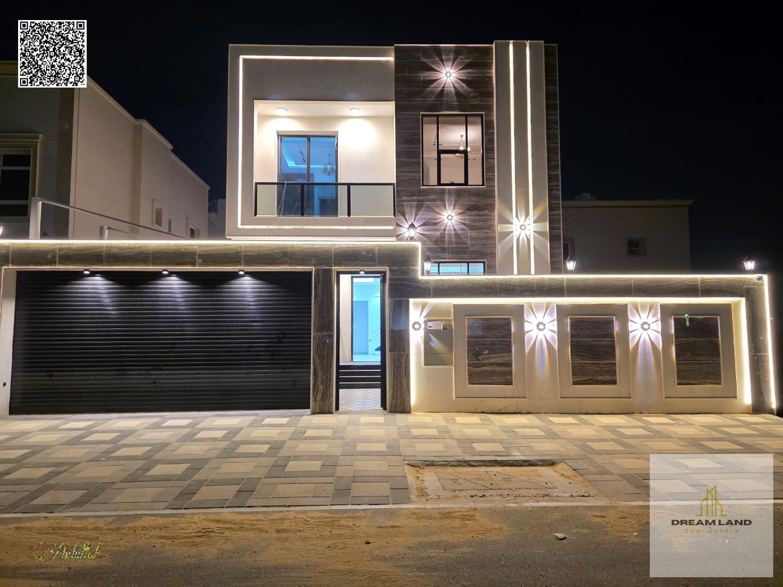 Luxury villa in Al Zahia, Ajman, ready for immediate occupancy, featuring high-end finishes and spacious living areas. Freehold ownership available to