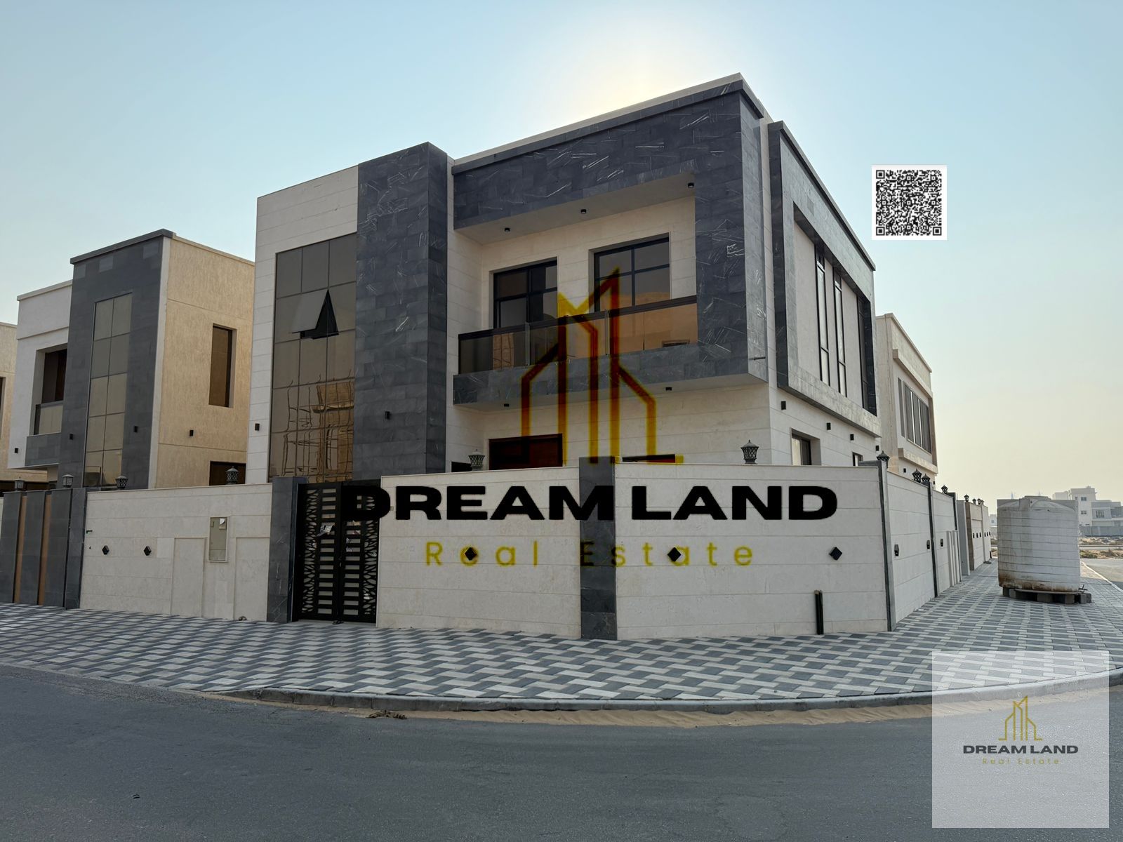 Including registration fees, Adorable villa in front of a large garden, consists of 5 master bedrooms with built in wardrobes and central AC,