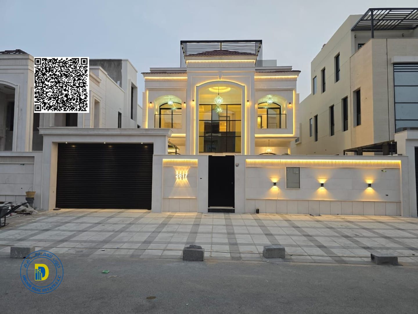 For sale: Classic villa with 5 bedrooms and a roof in Al Bahia area, Ajman. Super deluxe finishing, freehold , bank financing .