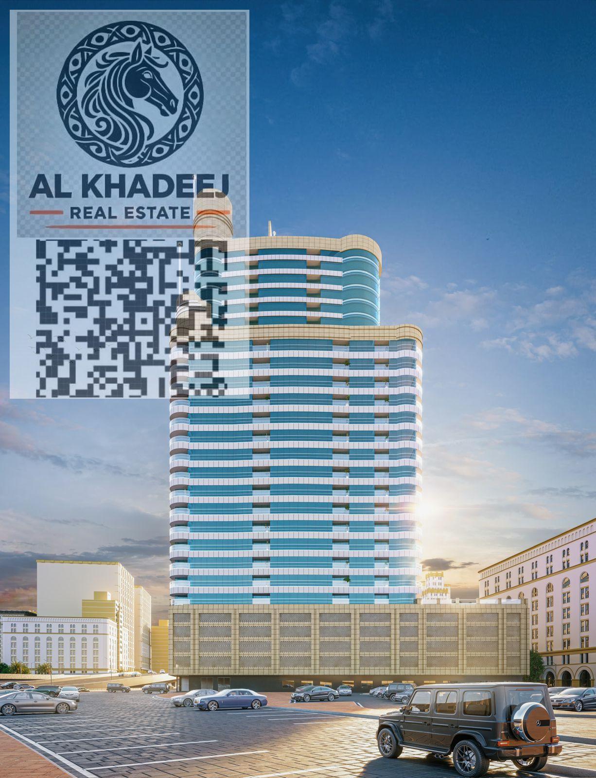 Apartment for sale in Concord Tower, Al Nuaimiya 1, balcony with open view, fully furnished, ready for immediate occupancy.