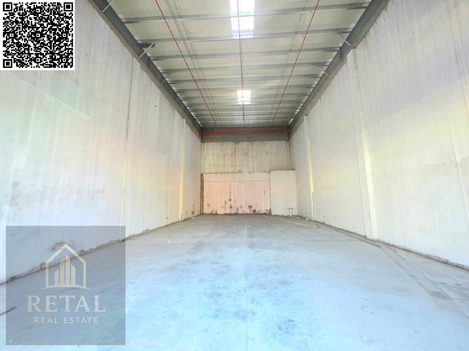 A warehouse on the main street, new, with a large loading and unloading yard in front.