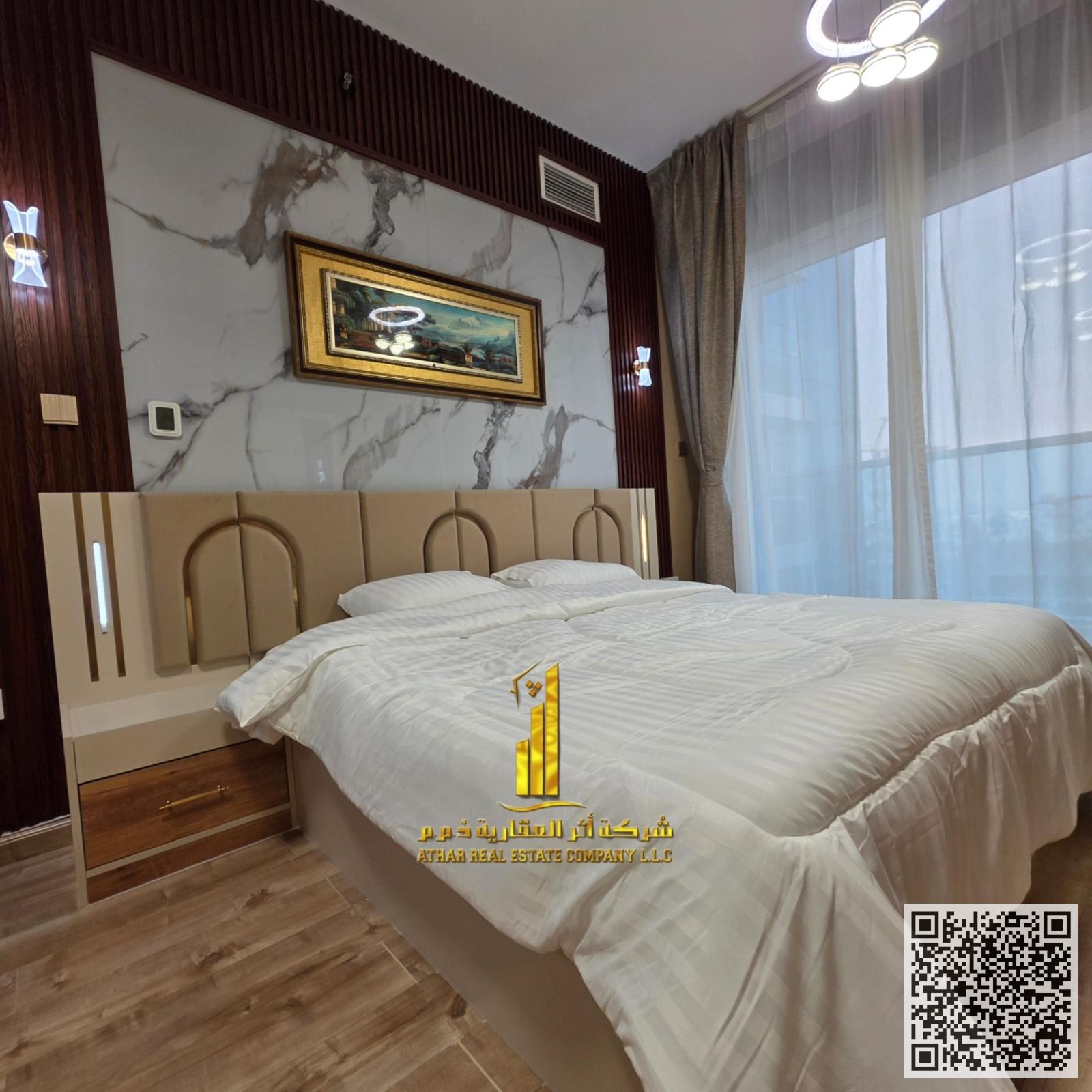 With a breathtaking sea view, the most luxurious and elegant fully furnished one-bedroom apartment with brand new, high-end furnishings, a gym, swimmi