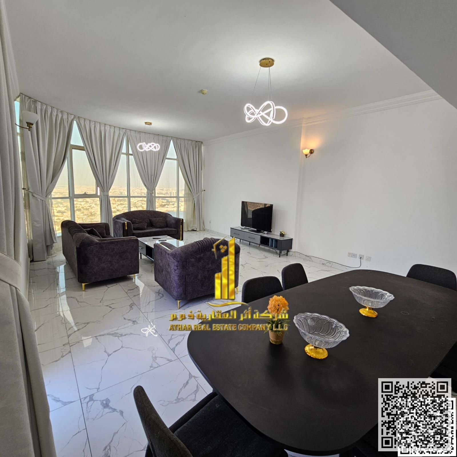 With an open view, a furnished two-bedroom apartment with a living room is available for monthly rent in Ajman - Al Rashidiya with Gym, pool, parking