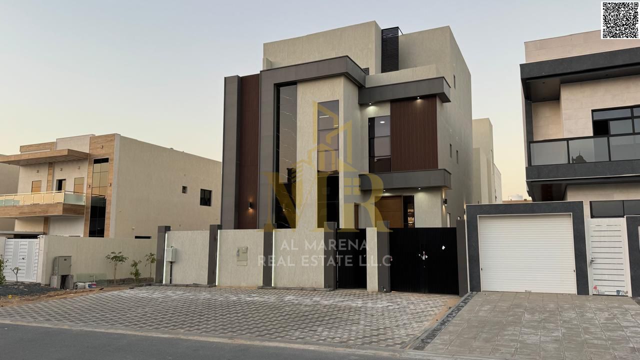 Two-story villa with a roof terrace, located on a main street in one of Ajman's most prestigious areas. The price includes electricity, water, and air
