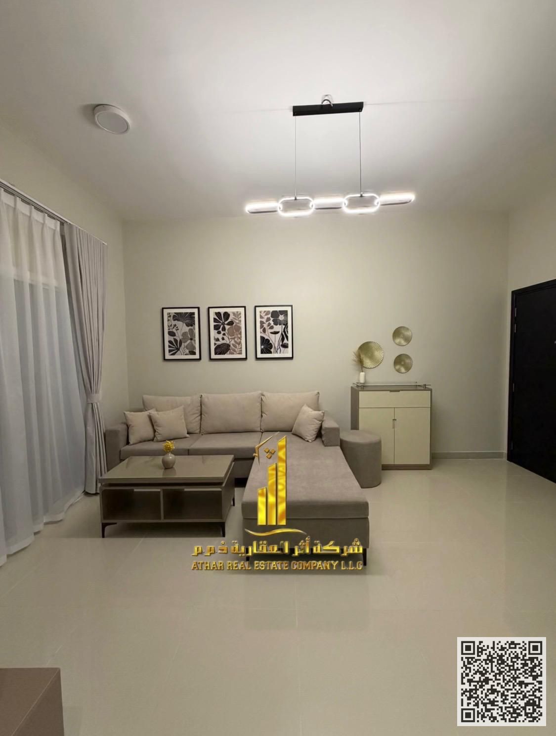 First tenant, luxurious and elegant fully furnished one-bedroom apartment with brand new VIP furniture, available for monthly rent in Al-Jarf 2, next