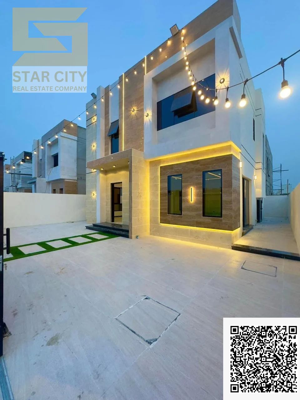 Villa for rent in Al Zahia, Ajman. 3 master bedrooms. Price 95k. Full stone facade.
