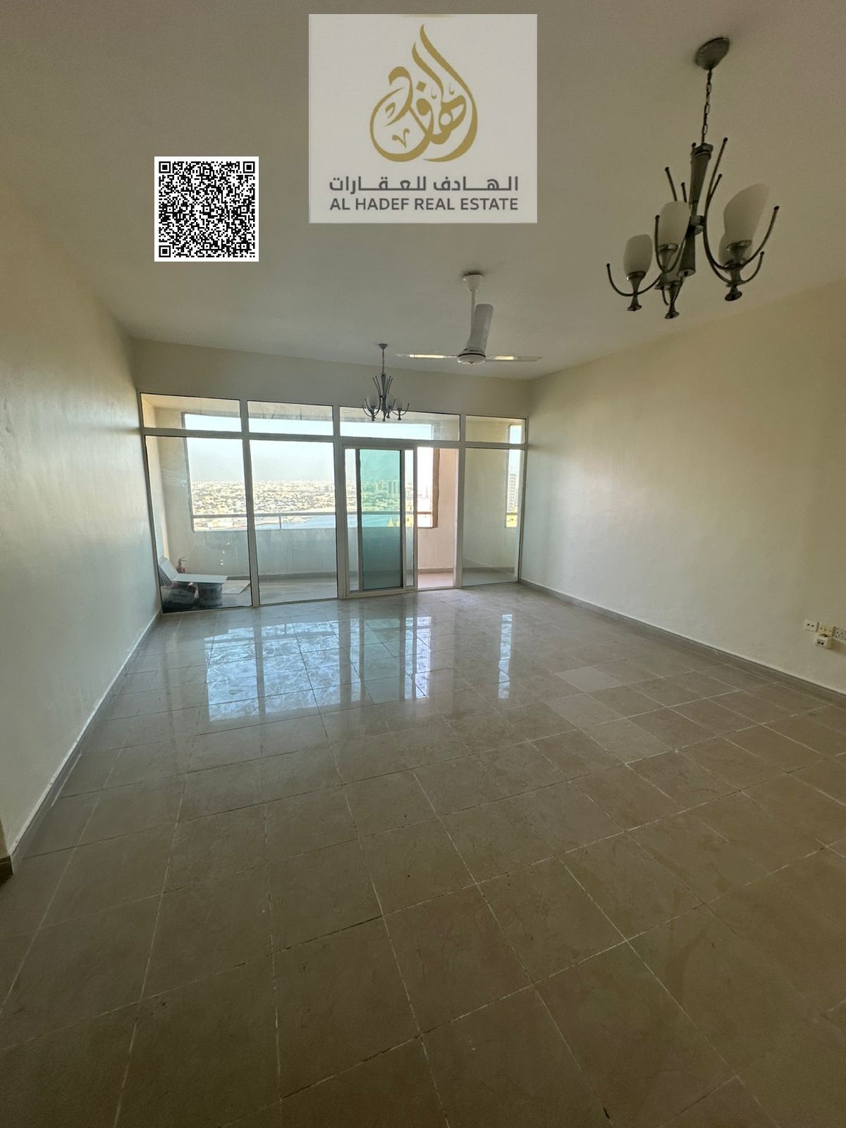 Two-room apartment and a hall for rent in Nawa, Horizon Towers, overlooking Ajman Creek directly