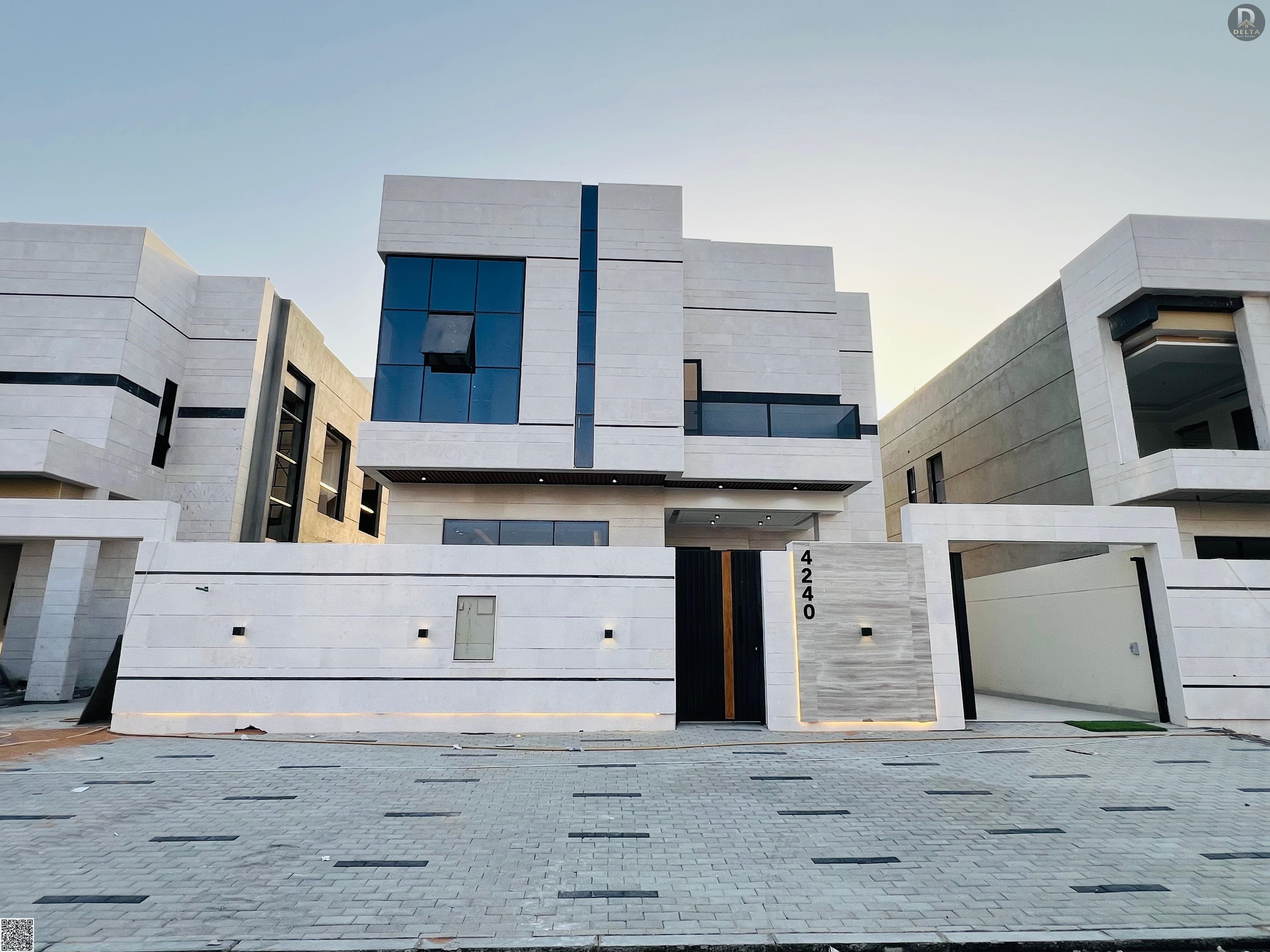 Villa for sale with a swimming pool and front setback - registration and ownership fees included - near Sheikh Mohammed Bin Zayed Road - freehold owne
