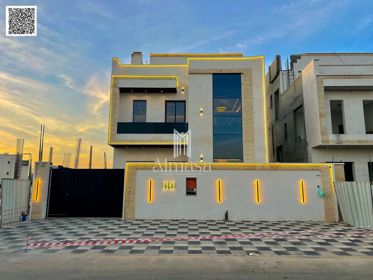 A European villa with a modern design in Al Zahia, with a price that includes registration and ownership fees, available with bank financing or cash.