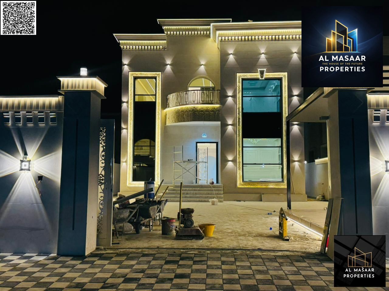 Large villa close to all services, directly opposite the mosque. Freehold ownership. Price includes electricity, water, and air conditioning.