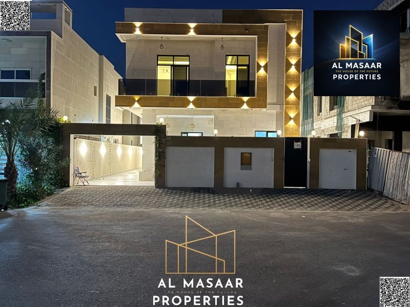 Villa specifications in Al Yasmin: A luxurious and bright villa for sale in the Al Yasmin area, consisting of 5 spacious master bedrooms.