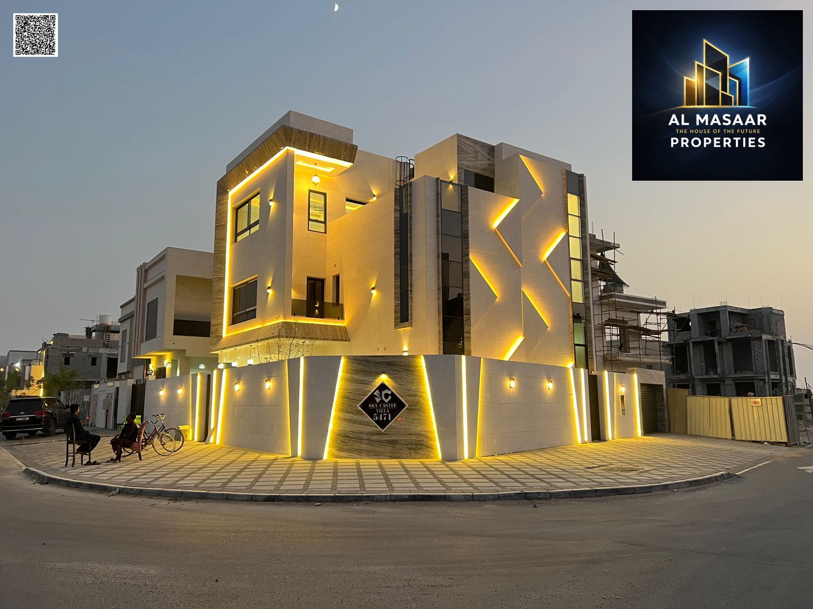 Villa in Al Yasmin with a swimming pool, luxurious design, and at a special price, including electricity, water, and air conditioning.