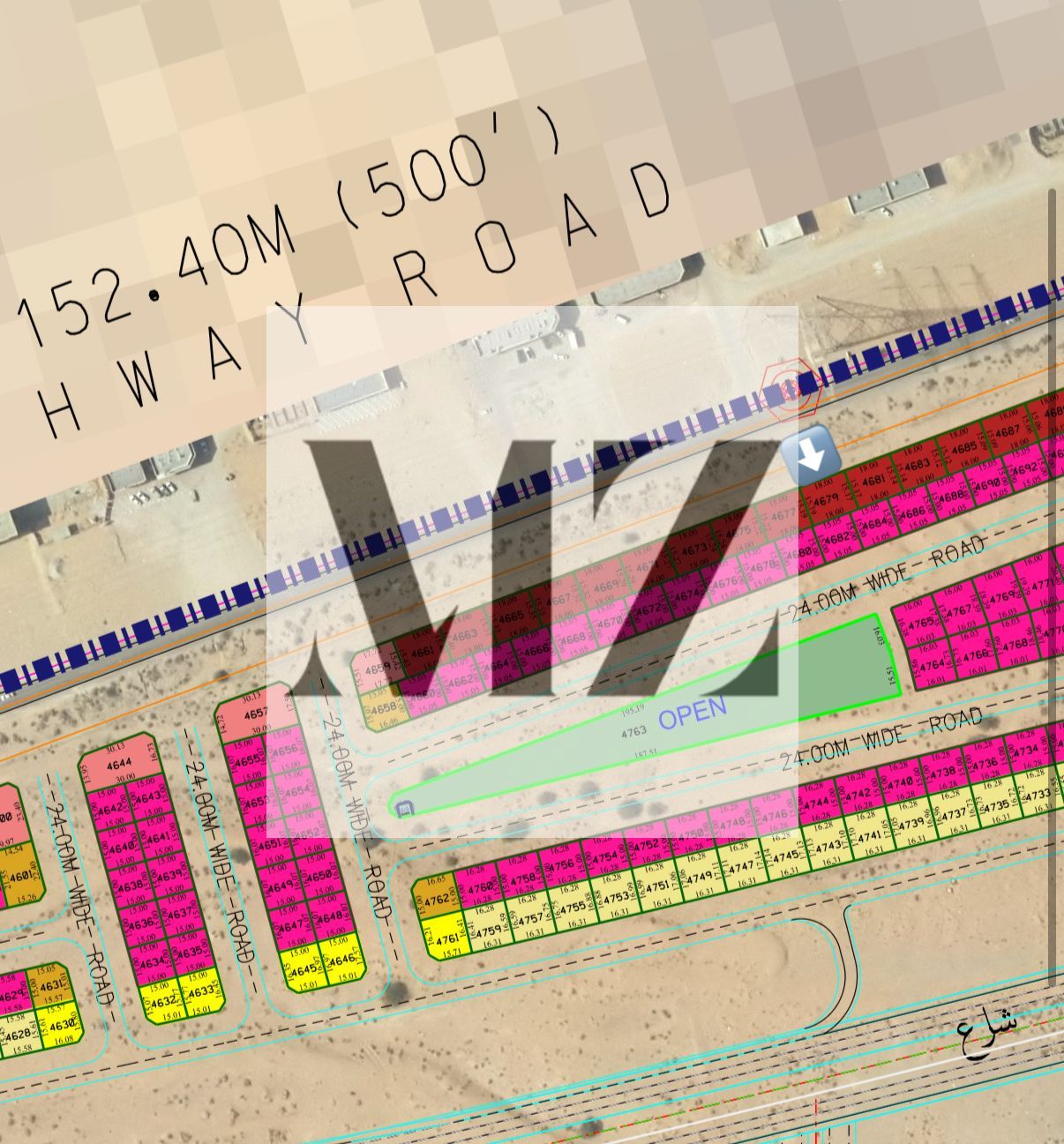 Land for sale in Al-Dabdabah, north of a commercial-residential permit, on a main street, area 2,940 square feet