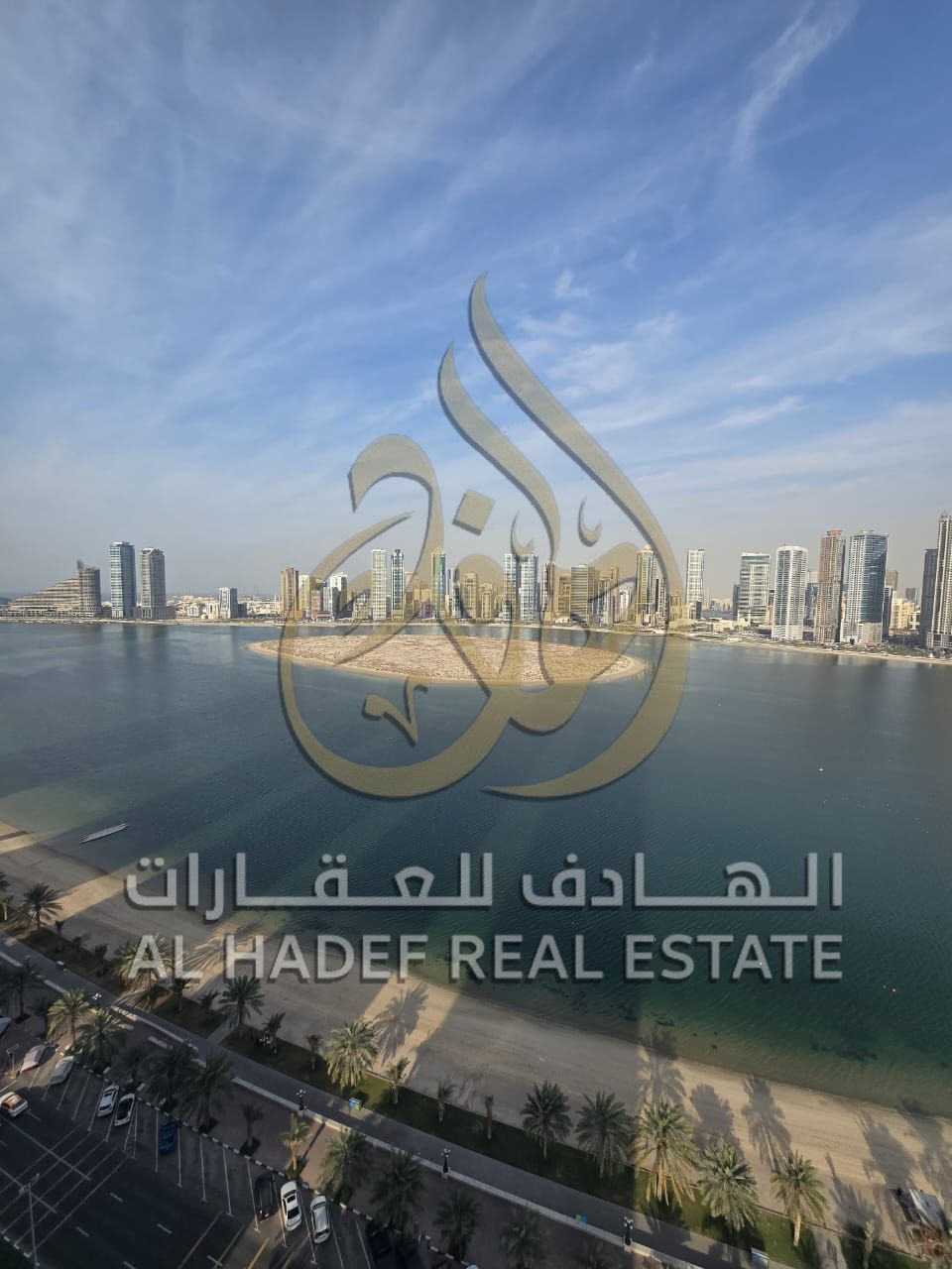 Available for rent in Al Khan - 3 bedrooms and a living room - with a balcony - free air conditioning - free gym and swimming pool - free parking