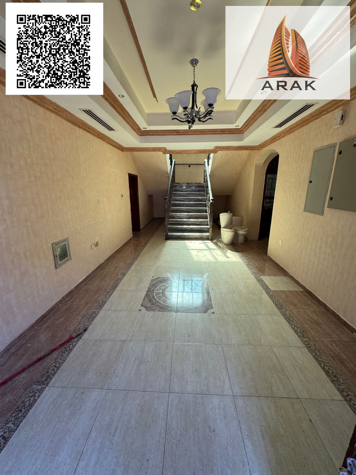 A spacious villa is available for annual rent in Al Jurf, Ajman, suitable for residential or commercial use. It is located on the main street and des