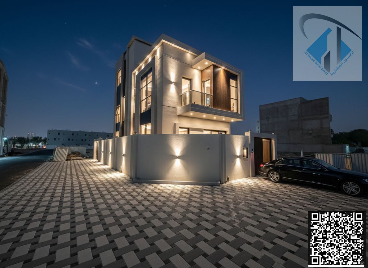 Corner villa with minimal down payment, behind services, close to the mosque, freehold for all nationalities