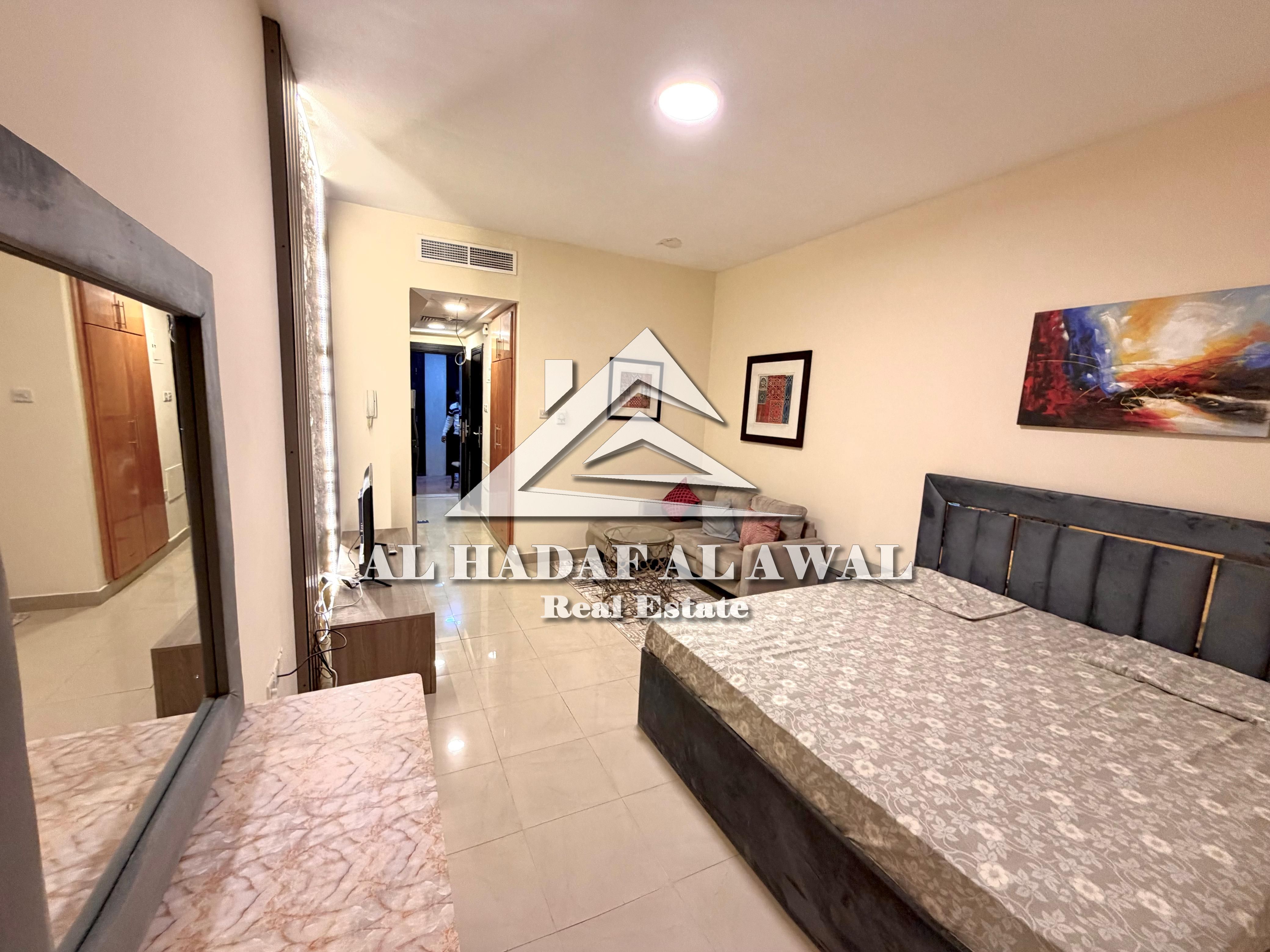Monthly rent for a studio apartment in Al Majaz 3 is 4500, including the bill and a 1000 security deposit.