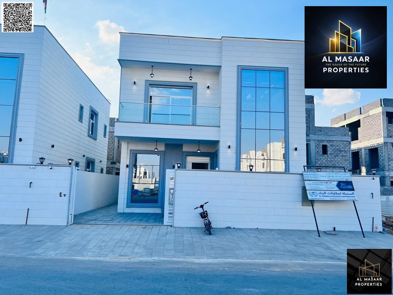 Villa for sale, including registration and ownership fees, water, electricity, and air conditioning, near Sheikh Mohammed Bin Zayed Road. Financing av